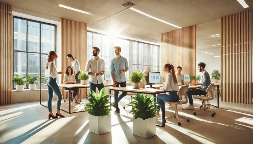 Empresa con trabajadores felices y bien cuidados gracias al seguro de salud corporativo